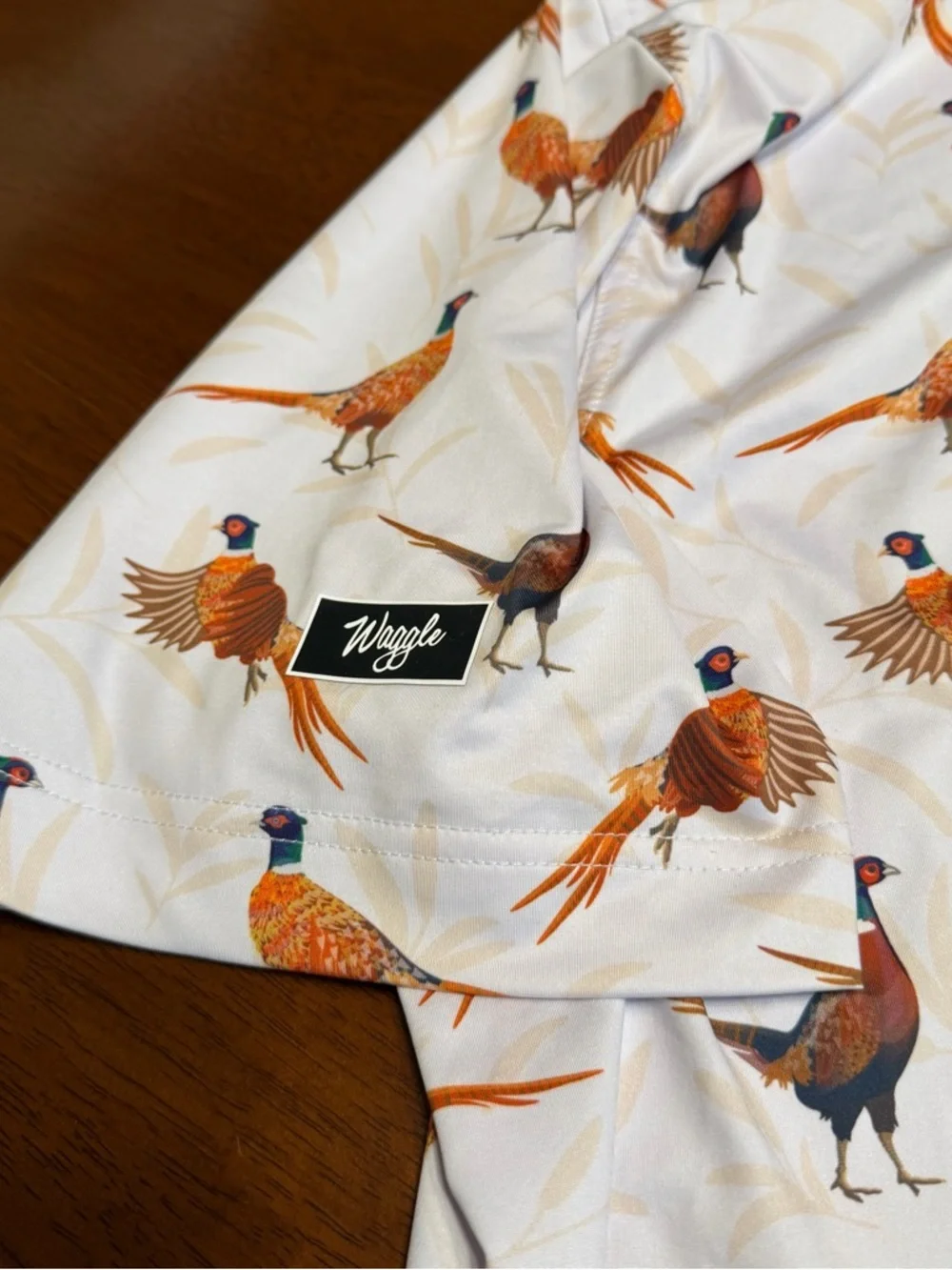 Waggle Polo Shirt Mens 2XL Hunting Pheasant Print Performance Stretch Golf AOP - Picture 7 of 7